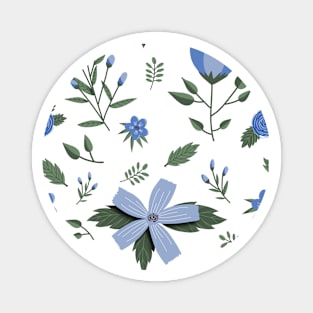 Blue Flower Floral Print Magnet